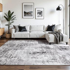 Washable Abstract Rug, 6x9 Modern Area Rugs with Non-Slip Rubber Backed for Living Room, Thin but Soft Contemporary Carpet Kitchen Bedroom Dining Room Decor, Dark Grey