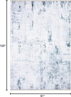 Bloom Rugs Caria Washable Non-Slip 8x10 Rug - Ivory/Silver/Blue Modern Abstract Area Rug for Living Room, Bedroom, Dining Room, and Kitchen - Exact Size: 7'8" x 10'