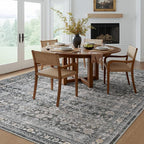 MontVoo-Vintage Area Rugs 8X10 Darkgrey Rugs for Living Room-Soft Distressed Printed Rugs for Bedroom-Non Slip Carpet-Machine Washable Rug for Dining Room Living Room Bedside Office