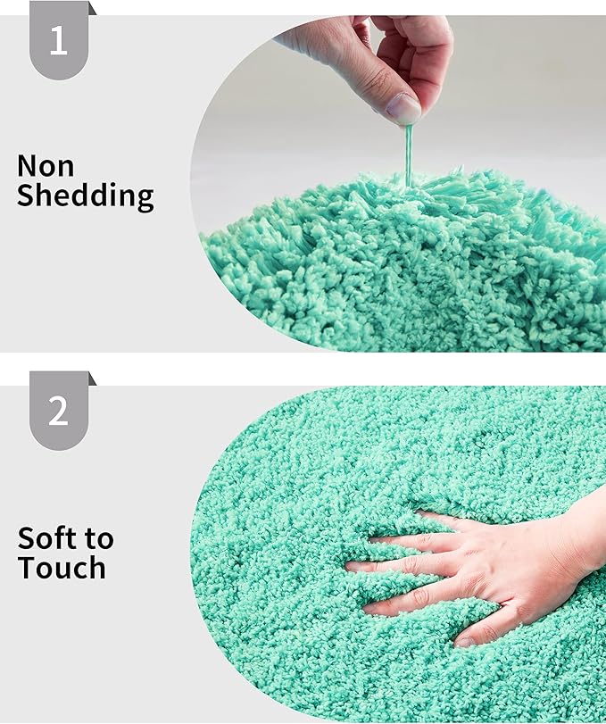 Toilet Rug 22x24 Spa Blue Non Slip Fluffy Toilet Floor Mat U Shaped Washable Bathroom Contour Rug for Toilet Absorbent Thick Toilet Carpet