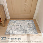 2x3 Entryway Area Rug: Washable Neutral Modern Abstract Small Rug - Non-Slip Low Pile Throw Indoor Carpet for Entrance Kitchen Front Door Mat Bathroom Entry Kids Room - Blue Grey