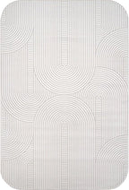 Beverly Rug Modern Geometric Area Rug 4x6 Low-High Pile Durable Soft Abstract Semi-Circles Indoor Rugs for Living Dining Room Office Stain Resistant Non Shedding Indoor Carpet Beige White 4 x 6