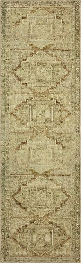 Loloi Magnolia Home by Joanna Gaines Sinclair Collection SIN-02 Khaki/Tobacco 5'-0" x 7'-0", .25" Pile Height, Machine Washable, Area Rug