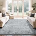 Fluffy Rug Shaggy Area Rug, Grey 8x10 Area Rugs for Living Room, Large Shag Area Rugs for Bedroom Kids Room Home Decor, Upgrade Anti-Skid Rectangular Fuzzy Rugs
