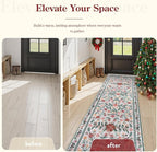Lahome Christmas Runner Rug for Hallway 2'6'' x 8', Christmas Kitchen Front Porch Decor Carpet Runners 8ft, Botanical Narrow Rugs for Long Front Porch Winter Greenery Holiday Decor
