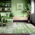Abstract 5x7 Area Rug for Living Room Dining Room Office Bedroom Sage Green