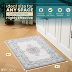 Istana Area Rug 2x4 - White Cream & Blue 2x4 Washable Rug Non Slip - Pet Friendly Living Room Rug - Non Shedding Washable Rugs for Bedroom - Foldable Bathroom Rugs