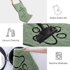 Smiry Dog Door Mat for Muddy Paws, Absorbent Dirt Trapper Non Slip Quick Dry Washable Chenille Mat for Mud Dogs, Entry Rug for Indoor and Outdoor (30x20 Inches, Olive Green and Black)