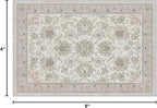 Phantoscope Washable Area Rug 4'x6' Non-Slip, Vintage Neutral Rugs for Living Room, Bedroom, Dining Room, Distressed Boho Floral Medallion Pattern, Low-Pile Foldable Floor Carpet, Cream Beige/Neutral
