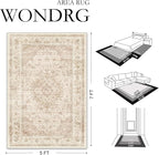 2x6 Beige Washable Vintage Area Rug for Living Room Bedroom Soft Tranditional Non Slip Runner Rug Lightweight Floral Low Pile Distressed Runner Entrance Laundry Room Hallway