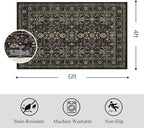 Area Rug Non Slip Machine Washable Ultra Soft Living Room/Bedroom/Kitchen/Outdoor/Classroom Black Grey, 4'×6'