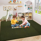 Amearea Large Modern Area Rugs for Bedroom Living Room, 5x8 Feet Olive Green Thickened Memory Foam Rug, Fluffy Indoor Washable Rugs Non Slip Minimalist Carpet for Boys Girls Dorm Nursery Room Decor