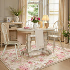 Lahome Floral Washable 3x5 Rug, Small Rugs for Bedroom Soft Non-Slip,Entry Way Rugs Indoor Low Pile Carpet for Nursery Kids Playroom Beige/Pink/Multi