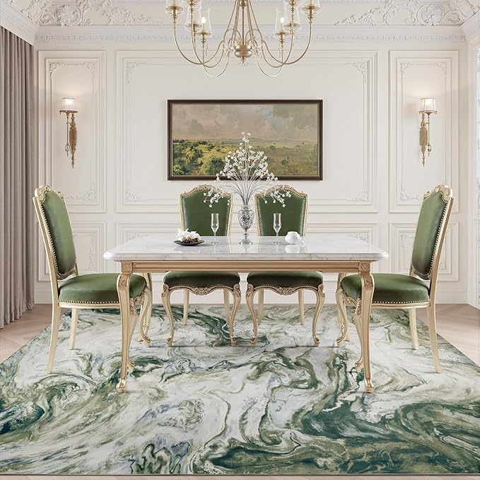9x12 Area Rugs for Living Room, Modern Abstract Rug for Bedroom, Contemporary Machine Washable Rug, Large Stain Resistant Carpet for Dining Room Playroom Nursery Room, Pet & Kids Friendly