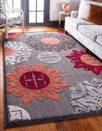 Unique Loom Outdoor Modern Collection Area Rug - Chicago (9' x 12' 2" Rectangle, Brown/ Orange)