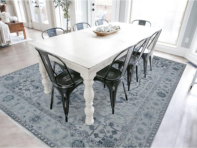 Ash Grey Design with All Over Pattern Wool and Silk Hand Knotted Oriental Rug (9'x12')