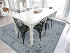 Ash Grey Design with All Over Pattern Wool and Silk Hand Knotted Oriental Rug (9'x12')