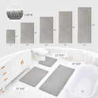 Gray Bathroom Rug 24x48 Non Slip Fluffy Bath Mat for Bathroom Floor Washable Plush Luxury Bath Rug for Tub Soft Shaggy Absorbent Shower Sink Mat