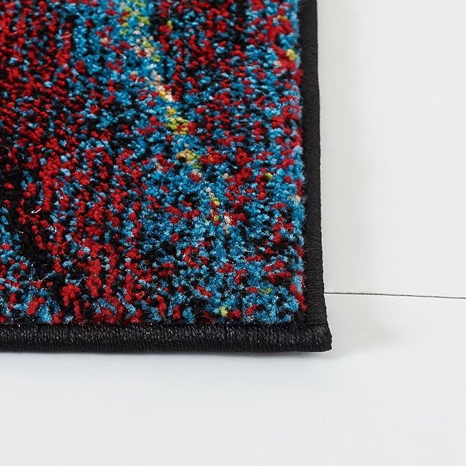 SAFAVIEH Glacier Collection Runner Rug - 2'3" x 18', Red & Green, Modern Abstract Design, Non-Shedding & Easy Care, Ideal for High Traffic Areas in Living Room, Bedroom (GLA126Q)