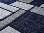 Navy Blue Geometric 5x7 Area Rug – Modern Patterned Carpet for Living Room, Bedroom, or Office – Soft Durable Floor Rug – Contemporary Stylish Design
