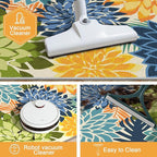 2x3 Colorful Washable Small Rug Tropical Botanical Modern Floral Indoor Chenille Door Mat Carpet Non Slip for Patio, Entry Way, Entrance, Porch, Green