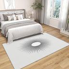 Mid Century Rugs for Living Room -Minimalist Sun Rug, 5x6 ft, Black and White Area Rug, Modern Abstract Washable Non-Slip Stain Resistant Carpet, Optical Illusion Home Decor & Gifts