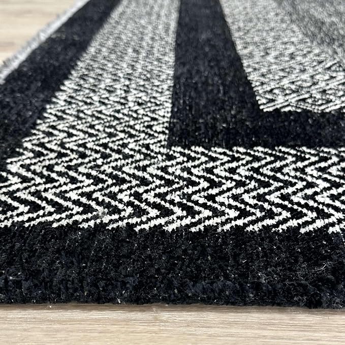 Alfa Rich 3x5 Black Washable Area Rugs for Living Room Bedroom Kitchen Dining Cotton Runner