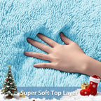 Ophanie 8x10 Light Blue Area Rugs for Living Room, Large Shag Bedroom Carpet, Big Indoor Thick Soft Nursery Rug for Boys and Girls Room Dorm Home Decor Aesthetic