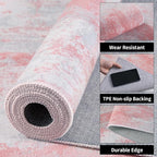 Ciicool 2x6 Washable Runner Rug, Modern Abstract Hallway Rugs Runner, Non-Slip Thin Accent Rug Lightweight Pink Gray Print Distressed Carpet for Laundry Entryway Bedroom Kitchen Indoor