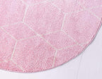 Unique Loom Trellis Frieze Collection Area Rug - Geometric (8' Round, Light Pink/ Ivory)