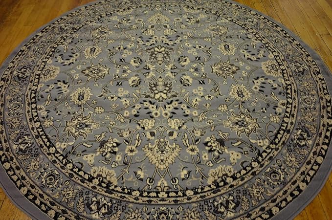Unique Loom Sialk Hill Collection Area Rug - Washington (8' Round Gray/Black)