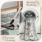 Floral Boho 5x7 Area Rugs for Bedroom Living Room, Botanical Soft Dining Room Rug, Large Non Slip Stain Resistant Indoor Throw Carpet for Entryway Kitchen Office Playroom (Beige,5 x 7)