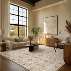 8x10 Washable Area Rugs Ultral Soft Non-Slip Stain Resistant Vintage Boho Large Carpet for High-Traffic Living Room & Dining Room