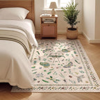 3x5 Washabl Rug with Insect Print - Bug Rug Non-Shedding Stain Resistant Soft Small Carpet for Bedroom, Low Pile Ultra-Thin Machine Washable Carpet for Nursery,Entrance, Office (3'x5' Beige)