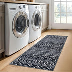 KUTA Boho Vintage Hallway Runners 2x5 ft Black Moroccan Washable Runner Rug Non-Slip Kitchen Rug Ultra Soft Distressed Geometric Floor Carpet for Bedroom Laundry Living Room
