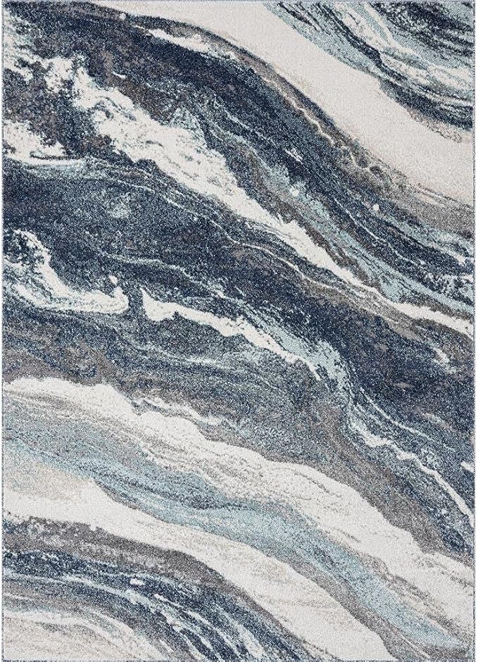 LUXE WEAVERS Lagos Collection 7983 Blue 8x10 Art Deco Area Rug