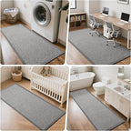 Washable Hallway Runner Rug 2x8 Jute Like Kitchen Runner Mat Rugs Non Slip, Woven Soft Entryway Farmhouse Runner Boho Floor Carpet for Indoor Laundry Hall Backdoor Bedroom Living Room, Grey