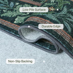 Bavni Floral Dark Green Area Rugs 6x9, Vintage Boho Carpet Machine Washable, Non Slip Soft Low Pile Thin Rug for Bedroom, Living Room, Dining Room, Nursery