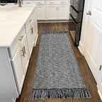Collive Hallway Runner Rug, 2' x 6' Hand-Woven Reversible Washable , Black Cotton Modern Farmhouse Laundry Room Rug Long Carpet for Bathroom Sink Foyer Bedroom