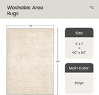 Valenrug Washable Rugs 5x7 - Non Slip 5x7 Area Rugs for Living Room, Stain Resistant Area Rugs for Bedroom, Foldable Machine Washable Area Rug(5'x7', Beige)