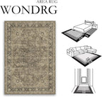 3x4 Washable Brown Area Rug Vintage Entryway Office Carpet Non-Slip Soft Low Pile Distressed Throw Rug for Entrance Living Room Bathroom Dining Room