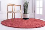 Unique Loom Davos Shag Collection Area Rug - Solid (4' 1" Round, Poppy)