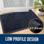 Kitinjoy Front Door Mat Outside Entrance, Sturdy Natural Dirt Trapper, Heavy Duty Rubber Doormat, Low Profile Non-Slip Backing, Easy Clean Floor Mat for Indoor Outdoor Entry, 47X32 Inch, Navy Blue