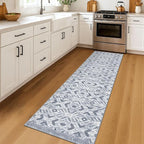 KILOCOCO Kitchen Runner Rug Hallway Runner Rug Washable, Soft Runners Rugs Non Slip Printed Distressed Laundry Room Rugs, Low-Pile Runners for Entryway Bedroom Living Room, 2x7 Grey White
