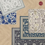 EVERGRACE Hallyway Area Runner Rugs 2x6, Boho Floral Faux Wool Indoor Outdoor Rugs, Washable Rugs for Bedroom Bathroom Living Room Kitchen, Low Pile Floor Mat Carpet for Home Decor, Celtic Blue