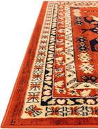 Unique Loom Taftan Collection Border Geometric Tribal Inspired Design Area Rug (2' 7 x 10' 0 Runner, Terracotta/ Ivory)
