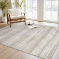 PADOOR Modern Abstract Area Rug - 3x5 Washable Rugs Non-Slip Small Carpet, Ultra Soft Low Pile Floor Rugs for Entrance Front Door Bedroom Bedside Laundry Room Brown