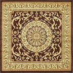Unique Loom Versailles Collection Traditional Classic Medallion Floral Motif Area Rug (8' 0 x 8' 0 Square, Brown/ Ivory)