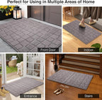 Front Door Mat Outside Entrance, Outdoor Indoor Door Mats for Entryway, Entrance, Entry, Patio, Waterproof Non Slip Doormat, Low-Profile, 20" × 31.5“, Grey