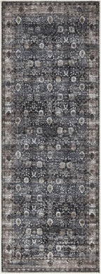 Bloom Rugs Washable Non-Slip 10 ft Runner - Black/Brown Traditional Runner for Entryway, Hallway, Bathroom, and Kitchen - Exact Size: 2.5' x 10'